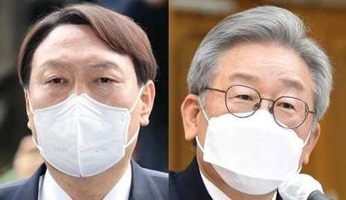 윤석열(왼쪽) 국민의힘 대선후보와 이재명(오른쪽) 더불어민주당 대선 후보. 연합뉴스